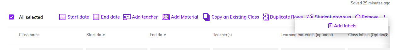 Screenshot showing the 'Add labels' option from the three dot menu