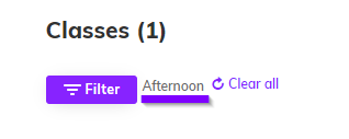 Screenshot highlighting the currently active filter