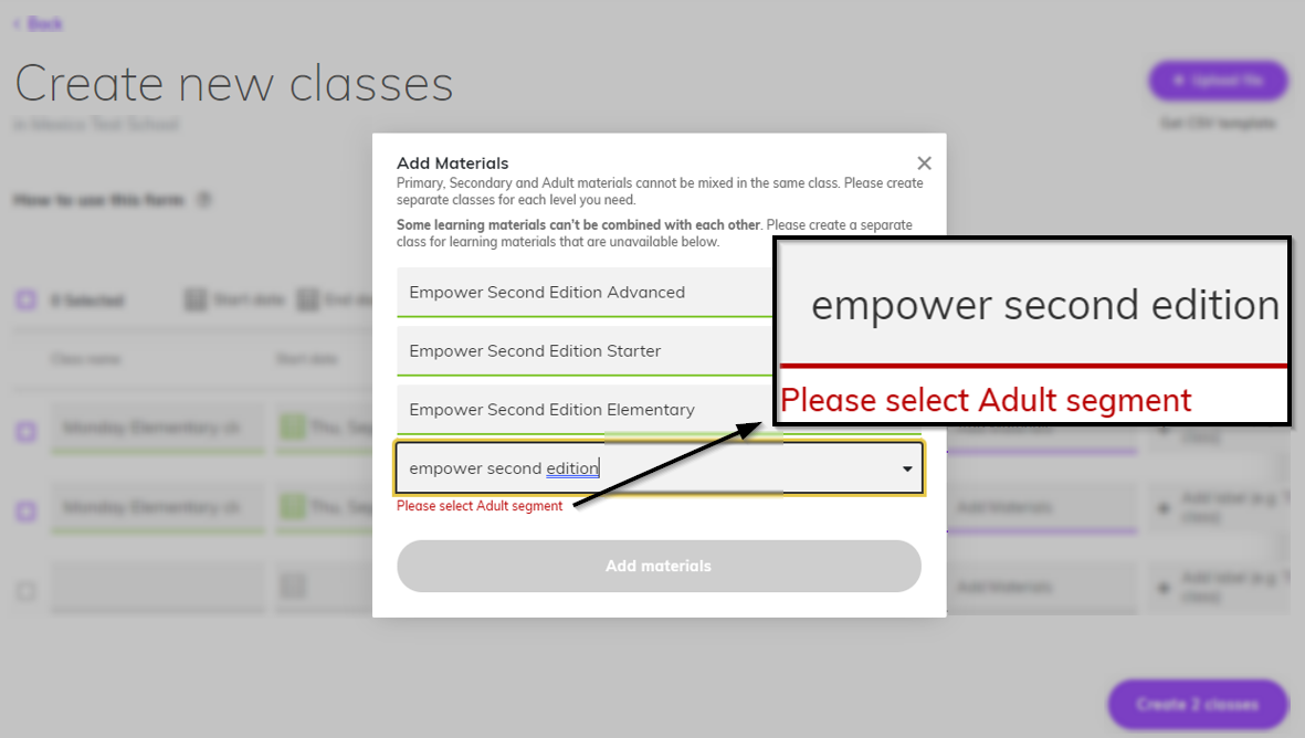Error message bulk class creation multipple materials.png