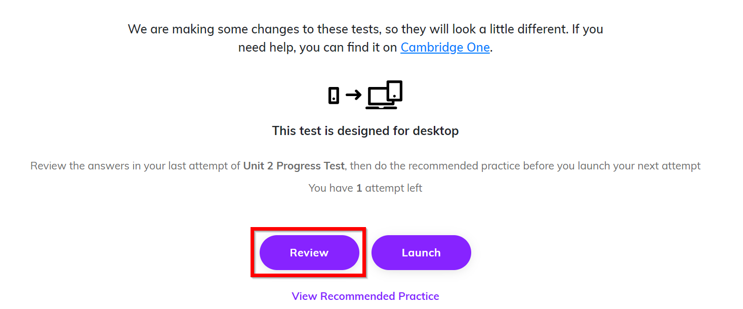 Screenshot highlighting the 'Review' button next to the 'Launch' button