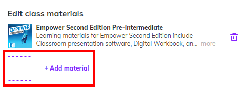 Screenshot showing the '+ Add material' option