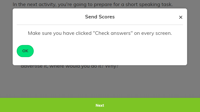 Screenshot showing the message that prevents users to proceed
