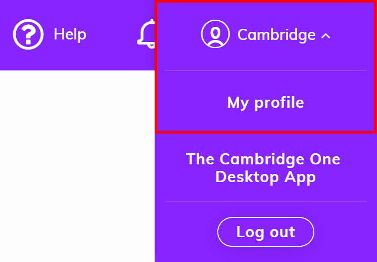 Screenshot highlighting 'My profile'
