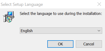 Captura de pantalla mostrando la ventana de selección de idioma