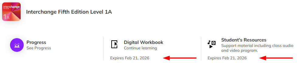 Screenshot highlighting the expiry date below each component