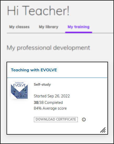 Screenshot highlignting a certification course