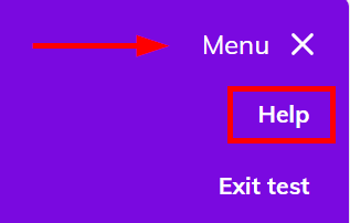 Captura de pantalla resaltando 'Menu' y 'Help'