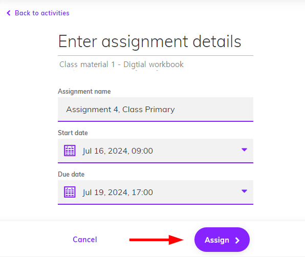 Captura de pantalla de la ventana de edición de detalles de la tarea resaltando el botón 'Assign'