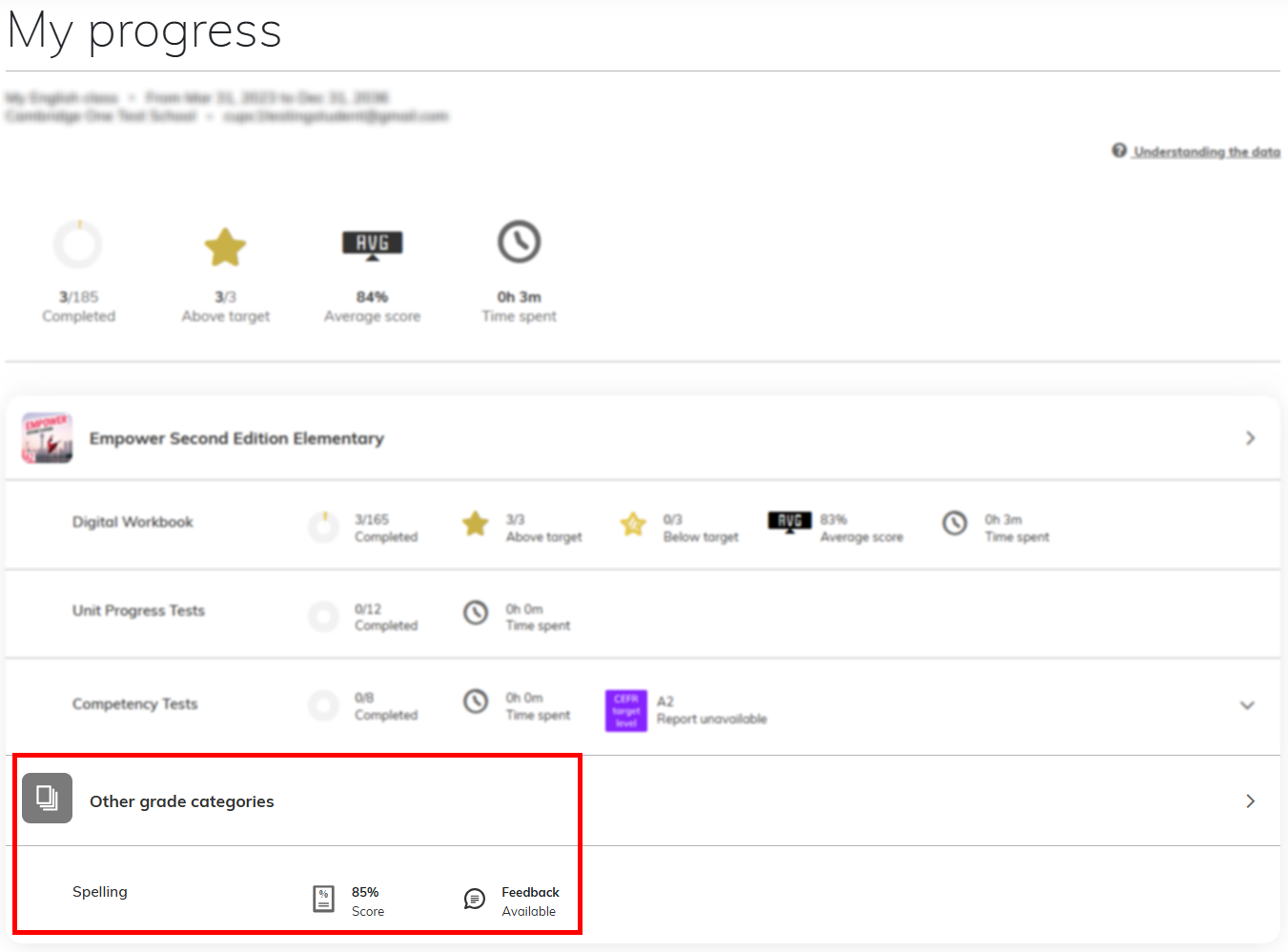 Screenshot highlighting the 'Other grade categories' section