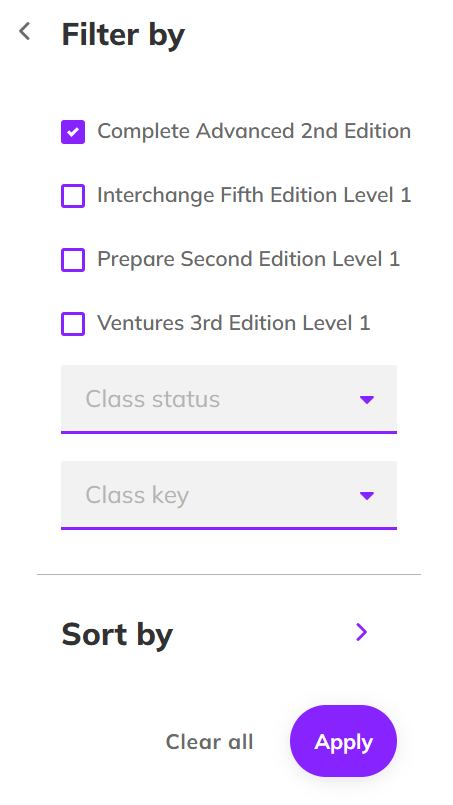 Screenshot highlighting the Filter by section