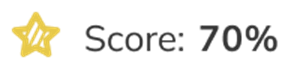 Screenshot showing the 'Assigned activity completed below target score' icon