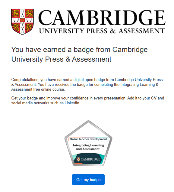 Screenshot showing the email with the link to download a bage.png