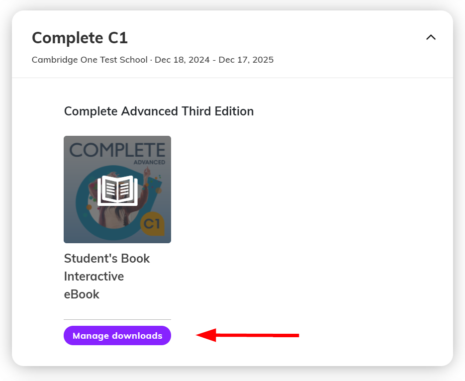 Screenshot highlighting the 'Manage downloads' button