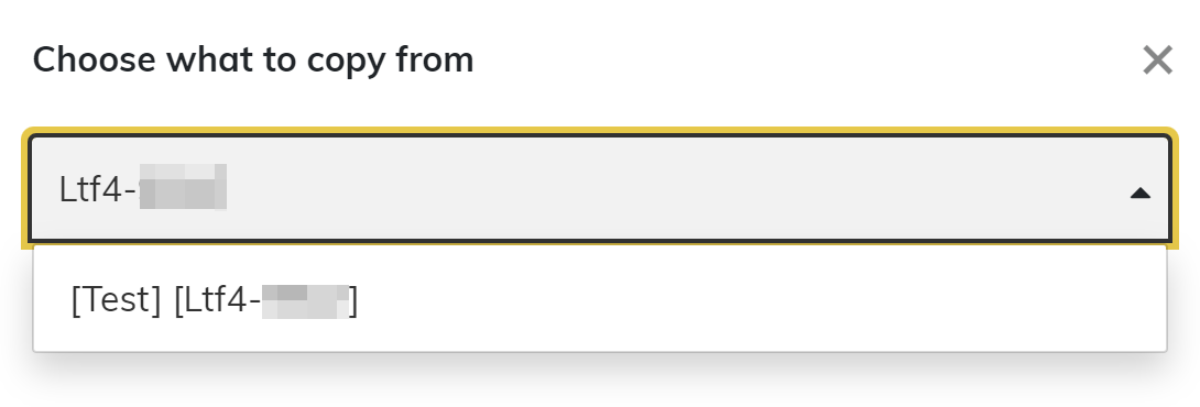 Screenshot of the dropdown menu showing available classes to use as a template