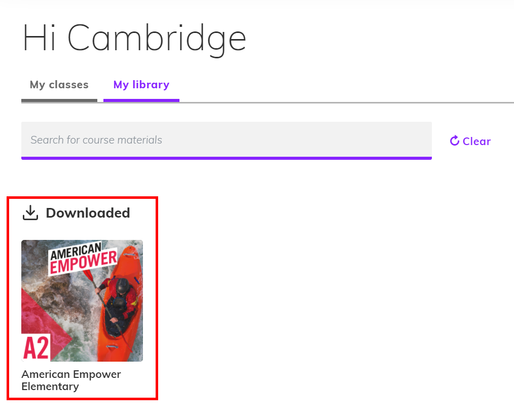 Screenshot highlighting a downloaded product in my library