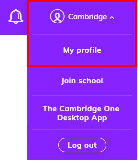 Screenshot highlighting 'My profile'