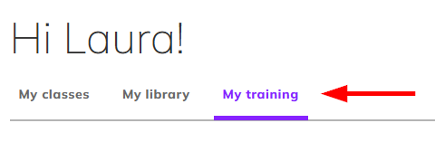 Screenshot pointing the My training tab in the teacher's dashbaord.png