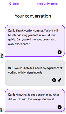 Screenshot of a conversation transcript