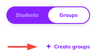 Screenshot highlighting the Groups slider and the create groups button
