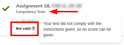 Screenshot where the 'not valid' message and its explanation is displayed