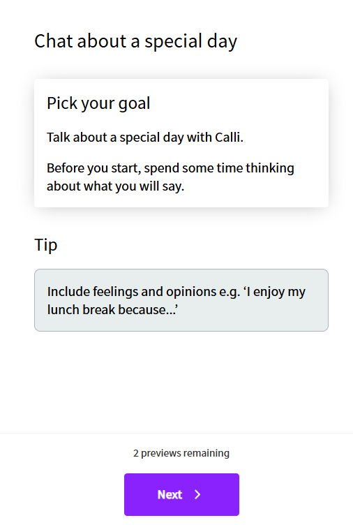 Teacher goal page with 2 attepmts