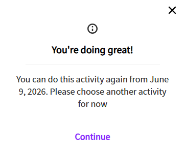Screenshot showing the attempts reset date