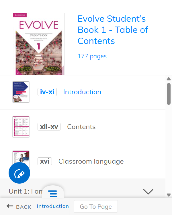 Screenshot highlighting the table of contents for Format 2 eBooks