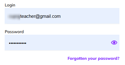 Screenshot showing the Login and Password fields from the login page